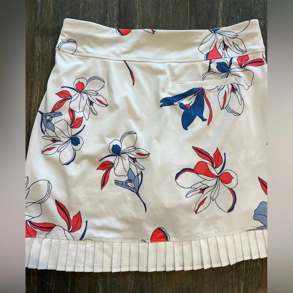 CALLAWAY 18” art nouveau floral printed skirt with micro pleat hem sz S